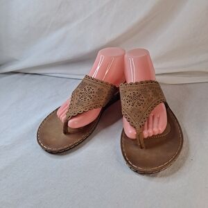 Palms Perforated Flex 11 M Women's Brown Mule Flip Flop